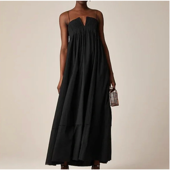 J Crew Collection Strapless Notched Maxi Dress 6 Black NWT CI878 J.Crew Pleated - Picture 1 of 6